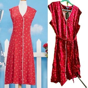 24 ModCloth Retro Red Shirtdress Ditsy Floral NWT